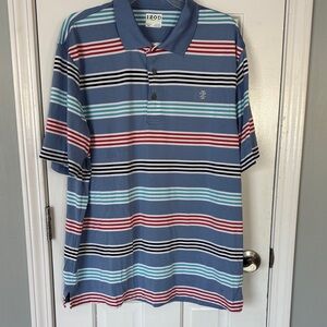 Izod Men's Polo Shirt - Blue, Red, Black, White Stripes